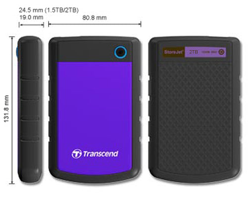 Transcend StoreJet 25H3P (USB 3.0), 2TB external hard drive