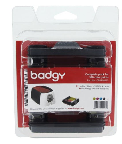 Evolis Badgy100/Badgy200 Thermal Transfer Printer Kit 100 Pages