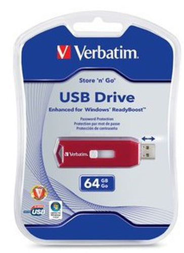 64GB USB-Flash-Laufwerk Verbatim Store 'n' Go Typ A Rot Passwortschutz