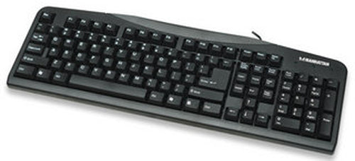 Manhattan 155113 Kabelgebundene USB-Tastatur – Schwarz | Zuverlässige Bürotastatur