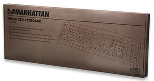 Manhattan 155113 Kabelgebundene USB-Tastatur – Schwarz | Zuverlässige Bürotastatur