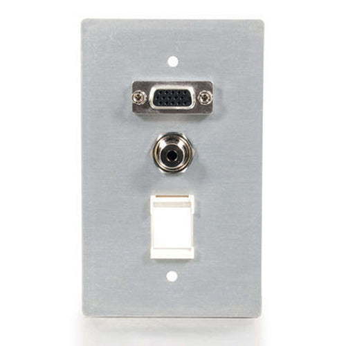 C2G Single Gang HD15 + 3.5mm + (1) Keystone Wall Plate