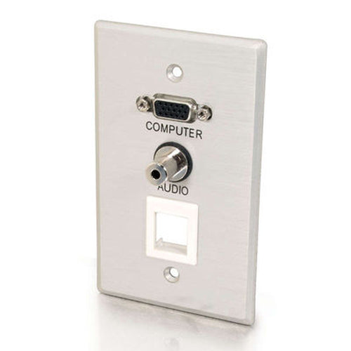 C2G Single Gang HD15 + 3.5mm + (1) Keystone Wall Plate