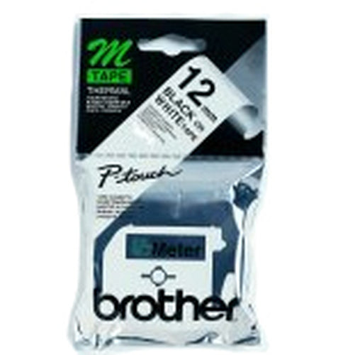Brother Labelling Tape - 12mm, Black/White, Blister label-making tape