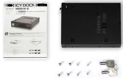 2,5 Zoll Icy Dock MB991IK-B Laufwerksschacht-Panel Speicherfach SECC 6 Gbit/s